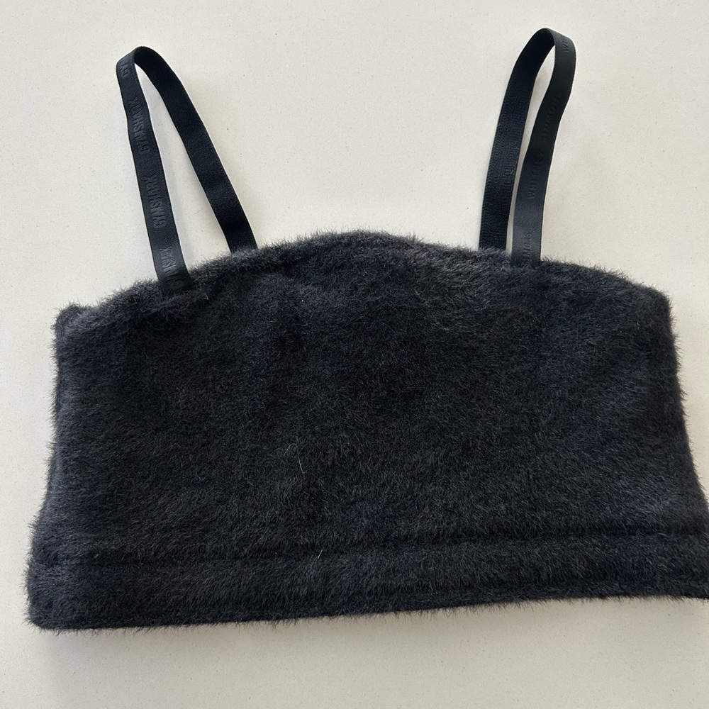 Gymshark Black Fuzzy Crop Top